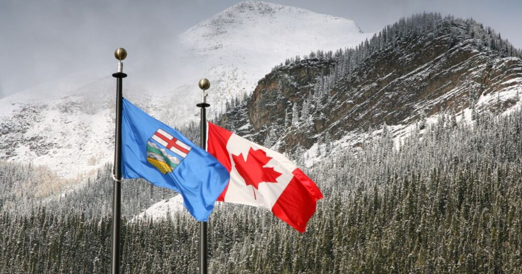 canada and alberta flags